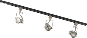 System szynowy z 3 reflektorami 1-fazowymi czarny ze stali - Suplux