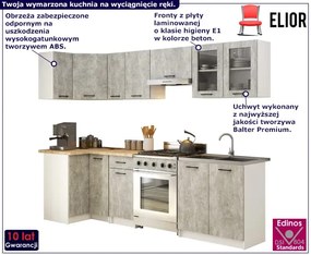 Komplet mebli kuchennych narożnych beton 300 cm Z3-W83