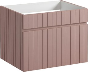 Szafka pod umywalkę wisząca ryflowana różowa - 60 cm - SATARA