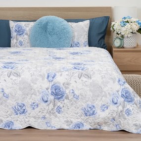 4Home Narzuta na łóżko Roses in blue, 220 x 240 cm+ 2x 40 x 40 cm