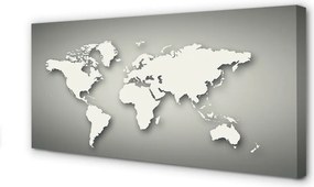 Obraz na płótnie Biała Mapa na Szarym Tle