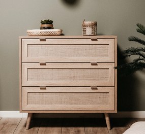 Komoda pokojowa z szufladami Bali 3S z folią imitującą plecionkę