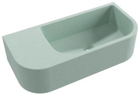 Umywalka betonowa wisząca / nablatowa półokrągła z półką bez otworu na baterię 65 x 30 cm LARMO | różne kolory : Kolor - Miętowy, Typ montażu - podwieszana
