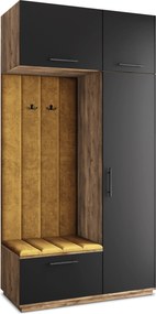 Masseno Garderoba REMA 120/240/60 cm Nowoczesna Szafa do Przedpokoju Dąb lefkas, MONOLITH 48 (Żółty)