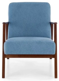 Fotel tapicerowany MILANO 1S niebieski/orzech HALMAR