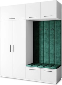 Masseno Garderoba REMA 200/240/60 cm Nowoczesna Szafa do Przedpokoju Biała, MONOLITH 37 (Butelkowa zieleń)