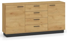 Komoda BRONX 2D4S 170cm dąb/czarna ML MEBLE