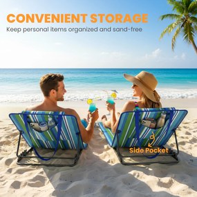 Outsunny Zestaw 2 leżaków plażowych ze składanym oparciem, poduszką i kieszenią | Aosom PL