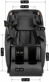 Fotel Masujący VX MAX Wypoczynkowy Relaksacyjny Czarny Ekoskóra Loft