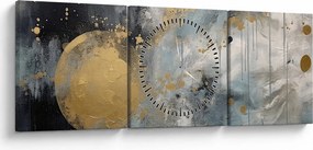 Obraz - Abstrakcja ze złotą kulą (z zegarem) (90x30 cm)
