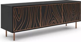 Szafka RTV Teofil – nowoczesna loftowa szafka z drewnianym laminatem i metalowymi nogami