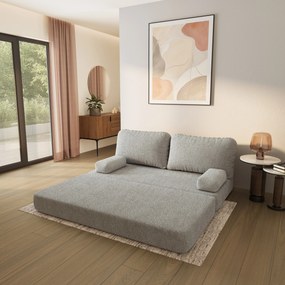 Masseno Sofa piankowa NIKSI z funkcją spania, Kanapa z pianki do salonu, Bezmontażowa, Tkanina bucle – Jasnoszary QUELLE 83