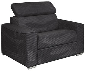 Fotel rozkładany z szarego weluru - pow. spania 70 cm - Materac 14 cm - VIZIR