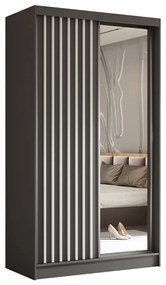 Szafa przesuwna - Lameo z lustrem 120 cm, grafit | lamele biały mat