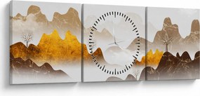 Obraz - Góry we mgle (z zegarem) (90x30 cm)
