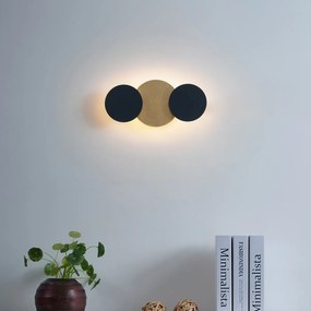Nowoczesny Kinkiet / Lampa scienna czarny ze złotym, z diodami LED, 3-stopniowy ściemniacz, 3-źródła światła - Sunrise 3 Nowoczesny Oswietlenie wewnetrzne