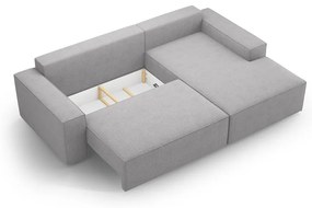 Jasnoszary rozkładany narożnik z materiału bouclé (prawostronny) Jodie – Micadoni Home