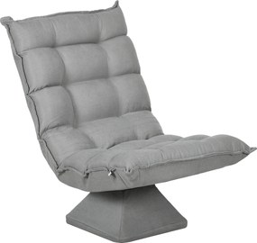 HOMCOM Fotel do czytania i relaksu, obrotowy, w wyglądzie aksamitu, 62 cm x 70 cm x 95 cm, Jasnoszary