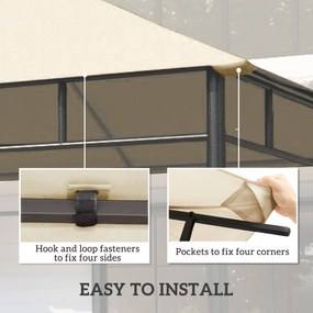 Outsunny Dach zamienny do pawilonu 3x3m wodoodporny z 8 otworami odpływowymi, kremowo-biały | Aosom PL