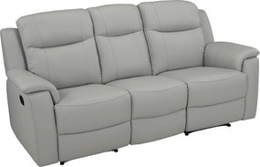 Kanapa 3-osobowa z funkcją relax EVASION ze skóry – Kolor jasnoszary