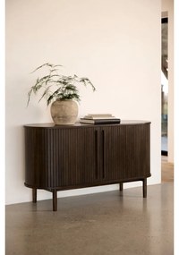 Brązowa komoda w dekorze dębu z drzwiami przesuwnymi 140x76x45 cm Meta – Unique Furniture
