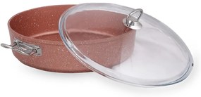 Różowy niski aluminiowy garnek z pokrywką Güral Porselen Classic, ø 30 cm
