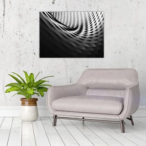 Abstrakcyjny obraz - czarno - biała spirala (70x50 cm)