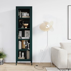 Witryna szklana do salonu wąska butelkowa zieleń Modern LUIGI 500 x 1800 x 350 mm