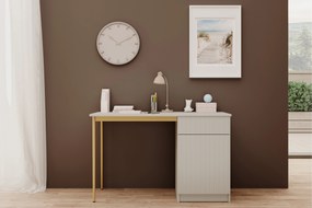 Biurko Nicole 120 cm z szufladą - kaszmir / złote nóżki