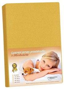 Prześcieradło z elastanu w kolorze musztardowym, 90 x 200 cm