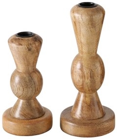 Drewniany świecznik, KESSA, 16 - 20,5 cm, 2 sztuki