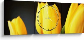 Obraz tulipanów (z zegarem) (90x30 cm)