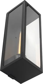 Nowoczesna prostokątna lampa ścienna zewnętrzna czarna ze szkłem - Rotterdam Long