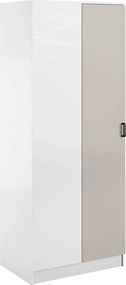Narożna minimalistyczna szafa uchylna biały + kaszmir W3-E06