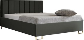 Łóżko tapicerowane MALIBU, wezgłowie, obicie VELUTTO, pojemnik na pościel, podnośnik gazowy, wysokość spania 39 cm, 120x200 cm, Morska Zieleń