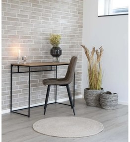 Biurko z czarną stalową konstrukcją i blatem w dekorze dębu House Nordic Vita