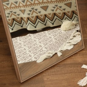 HOMCOM Lusterko Stojące Pełnowymiarowe Srebrne z Jasnobrązową Ramą Eleganckie do Sypialni i Garderoby | Aosom PL