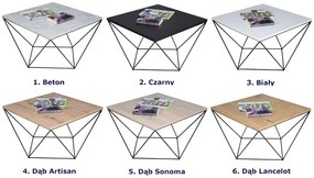 Druciany stolik kawowy dąb sonoma + czarny - Galapi 4X