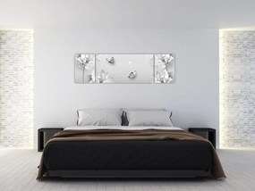 Obraz - Kwiatowy wzór z motylkami (170x50 cm)