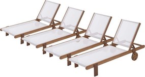Leżak z drewna egzotycznego "Sajgon" - Klon - Ecru - Zestaw 4 szt.