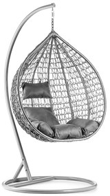 Szary fotel wiszący KOKON ze stojakiem