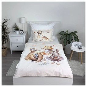 Beżowa bawełniana pościel dziecięca do łóżeczka 100x135 cm Animals "Woodland" – Jerry Fabrics
