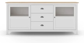 Biała niska komoda z litego drewna sosnowego 180x80 cm Misti – Marckeric