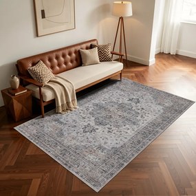 Dywan vintage INKA Klasyczny Medalion z Efektem Postarzenia Beżowo-Szary 200 cm x 290 cm