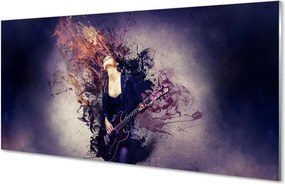 Panel szklany do Kuchni Kobieta Grająca na Gitarze