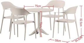 Zestaw mebli ogrodowych Toledo beżowy stół okrągły 70 cm + 4 krzesła balkon taras 4 os.