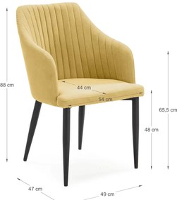 Żółte krzesła zestaw 2 szt. Nadi – Marckeric