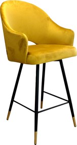 Hoker Velvet krzesło barowe tkanina Welur podstawa metalowa : Kolor nogi - Czano-złota stożek, Kolor tkaniny - VELVET - MG15, Typ siedziska - Siedzisko stałe