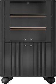 Witryna Vesper 103 cm czterodrzwiowa - czarny / czarne uchwyty / nogi kule