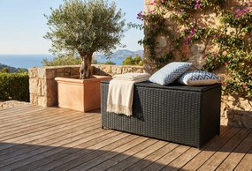 Czarna rattanowa skrzynia do ogrodu E2-B50